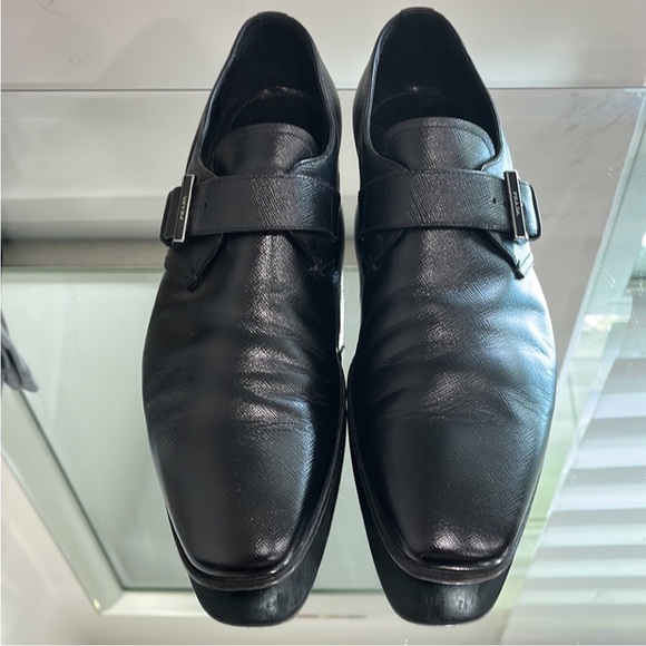 PRADA Men’s Saffiano Leather Monk Strap Loafers Black Size 9 - Picture 3 of 16